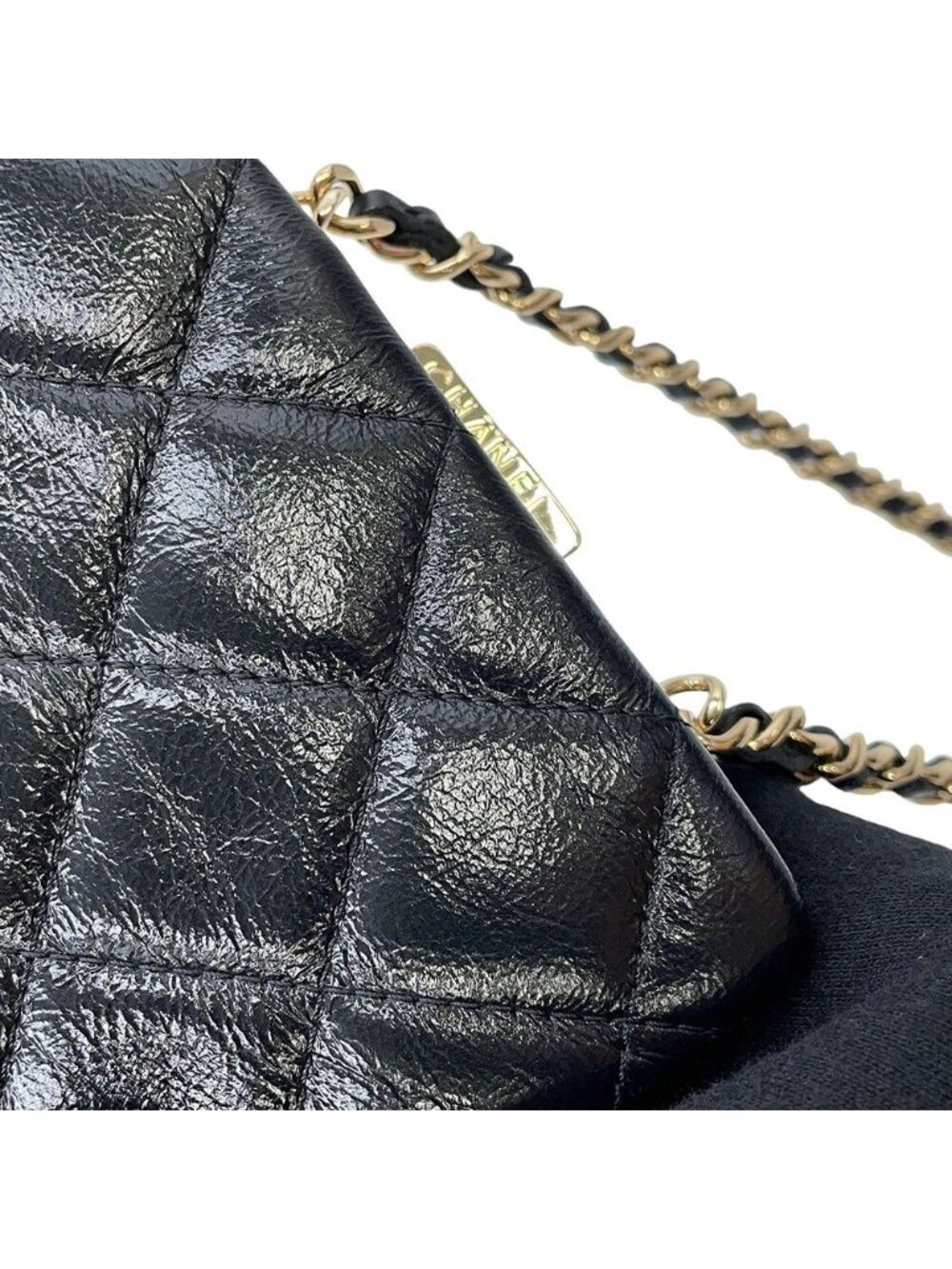 Chanel Chain Wallet Quilted CC Logo Kiss Lock Bifold Leather Black - Picture 8 of 10